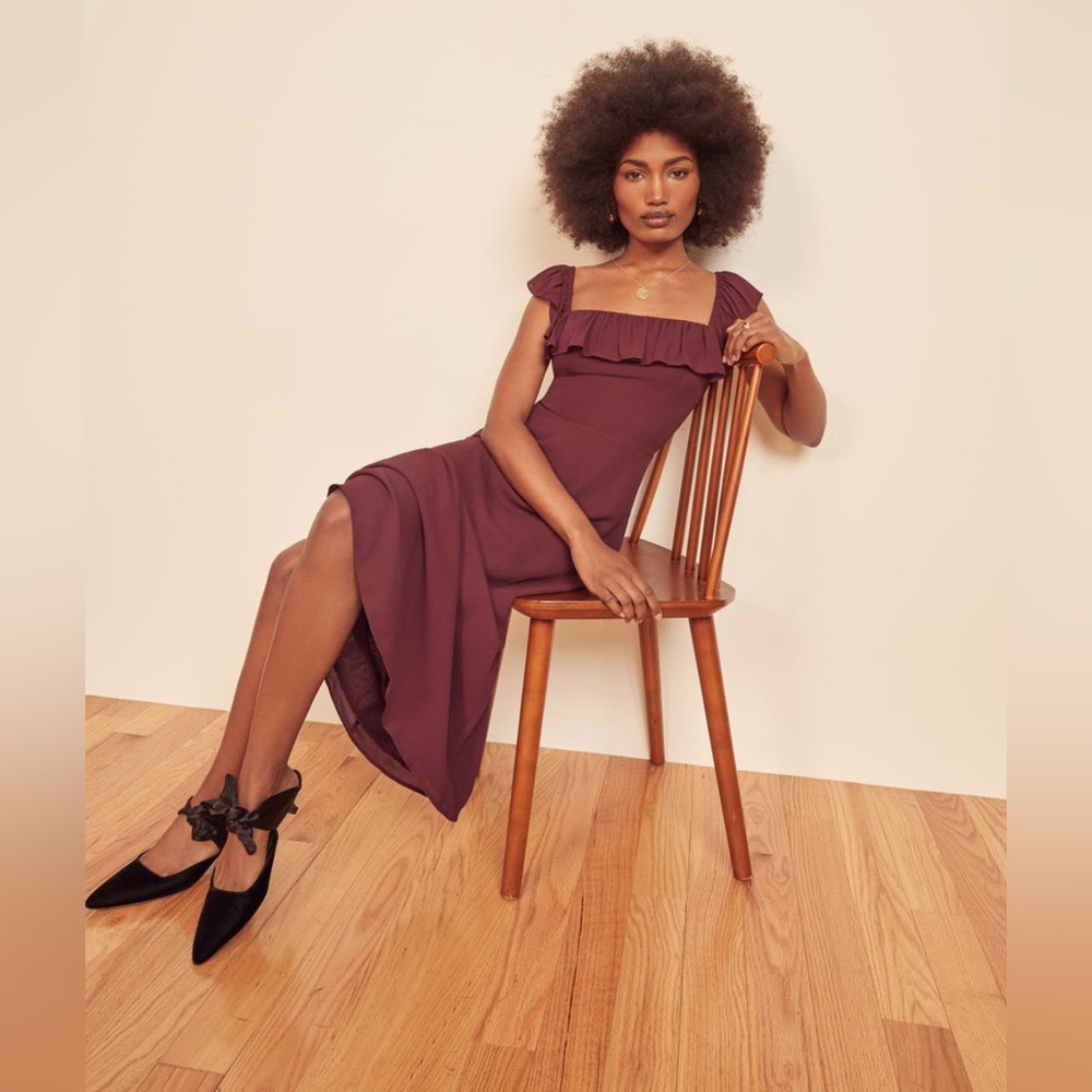NWT - Colette Ruffle Square Neck Midi Dress